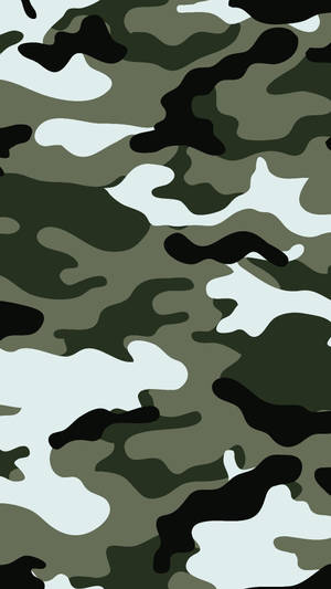 帶有綠色、黑色和灰色斑點的軍事迷彩圖案。