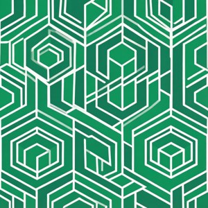 綠色和白色幾何圖案壁紙，帶有六邊形形狀。 — Pixel Watch 5 壁紙