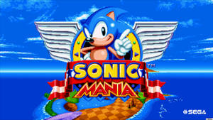 有翼嘅Sonic the Hedgehog喺遊戲標題畫面豎起拇指。