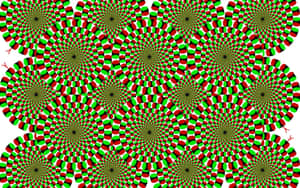 催眠的紅、綠、黑螺旋圖案創造錯視效果 — 淺綠色美學動態圖 壁紙