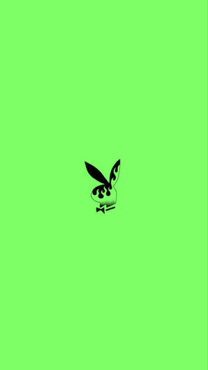 黑色Playboy兔子標誌在亮綠色背景上