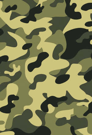帶有綠色、米色和黑色斑點的軍事迷彩圖案。