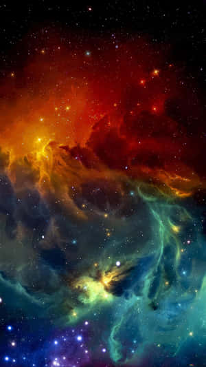 深空中帶有發光星星的彩色星雲
