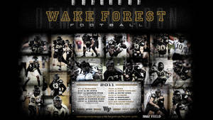 Wake Forest 足球拼貼畫，包含球員和 2011 年賽程。