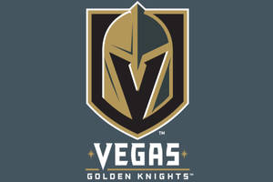 Vegas Golden Knights 冰球隊標誌，包含金色騎士頭盔和球隊名稱。 — 金州勇士 壁紙