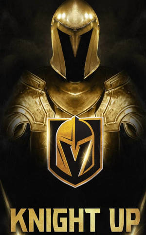 金色盔甲騎士，帶有Vegas Golden Knights標誌和「Knight Up」文字。 — Galaxy Tab S10 Lite 壁紙