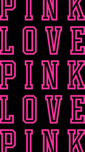 粉紅色文字在黑色背景上重複 PINK 和 LOVE 字樣。 — 淺粉紅色美學動圖 壁紙