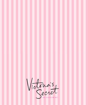 粉紅和白色條紋背景，帶有Victoria's Secret標誌。 — Galaxy Z Fold 壁紙