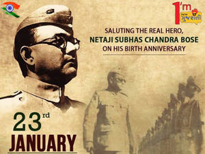 為 1 月 23 日 Netaji Subhas Chandra Bose 誕辰而設的歷史致敬海報。