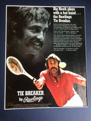 復古1970年代Rawlings網球拍廣告， featuring John Newcombe 在行動中。 — 網球 壁紙