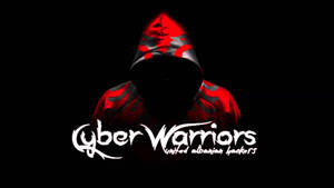 匿名戴兜帽的人物穿著紅色數碼迷彩，帶有「Cyber Warriors」文字。