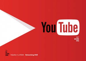 帶有播放按鈕的YouTube標誌，宣傳在IFEMA舉行的聯誼會。