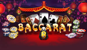 百家樂遊戲，熊貓拿著八，周圍是牌和賭場籌碼，在燈籠下。 — 幽遊白書 壁紙