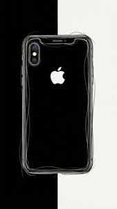黑色iPhone X，白色Apple標誌，黑白分割背景。