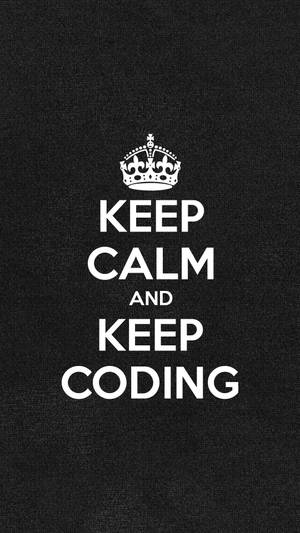 Keep calm and keep coding 帶皇冠的勵志文字 黑色背景