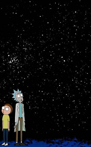 瑞克和莫蒂在藍色星球上仰望星空。