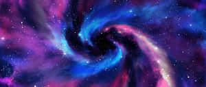 鮮豔的宇宙星雲，帶有旋轉的藍色和紫色雲層以及閃爍的星星。 — 銀河系 壁紙