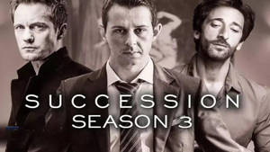 三位身穿西裝的男子為Succession Season 3露出嚴肅表情。