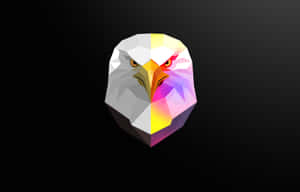 一個色彩繽紛的低多邊形鷹頭，在黑色背景上具有銳利的幾何面。 — MacBook Pro 16 壁紙