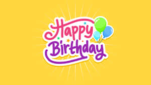 黃色背景上的Happy Birthday文字和氣球