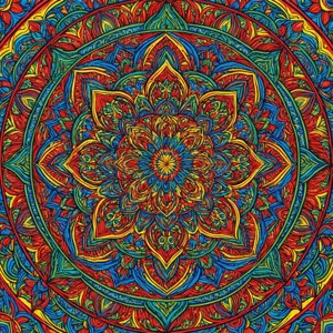 充滿活力的彩色曼陀羅，帶有複雜的花卉圖案和對稱設計。 — Awesome GIF 壁紙