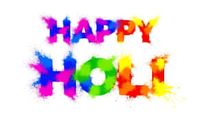 在白色背景上由彩色粉末飛濺組成的Happy Holi文字 — 插畫 壁紙
