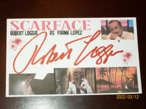 Scarface 電影卡，有 Robert Loggia 嘅簽名同電影劇照。