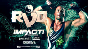 摔角手 RVD 在 Impact Wrestling 的宣傳海報中，帶有龍紋設計和陰陽符號。 — 摔角 GIF 壁紙
