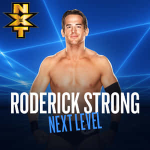 WWE摔角手Roderick Strong在NXT宣傳照中，背景為藍色霓虹燈。