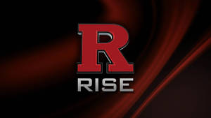 深紅色布料背景上的紅色風格化R和單詞RISE — 美學 壁紙