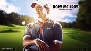 穿著Nike高爾夫裝備的高爾夫球手Rory McIlroy站在陽光球場上，雙臂交叉。 — 運動 壁紙