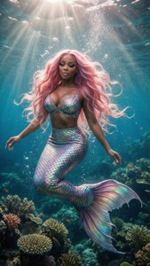 妮琪·米娜化身美人魚，在水底與珊瑚礁共舞。 — 妮琪·米娜 壁紙