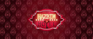Hazbin Hotel 的霓虹燈招牌在華麗的紅色牆紙上。