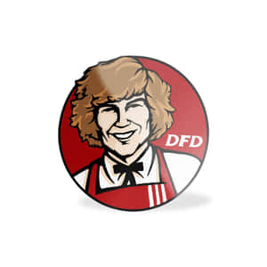 圓形襟章，上有身穿紅白制服的卡通人物及DFD文字。