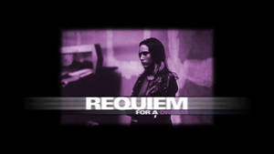 一個紫色調的電影劇照，顯示一位女人和標題「Requiem for a Dream」。