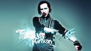 Marilyn Manson 雙手發出藍色發光能量效果。