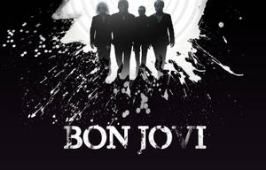 Bon Jovi 樂隊成員剪影，搭配大膽的黑白潑濺設計。