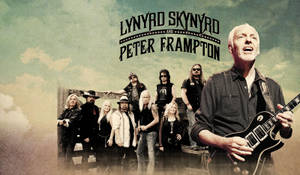 Lynyrd Skynyrd 和 Peter Frampton 樂隊海報，音樂家手持結他。