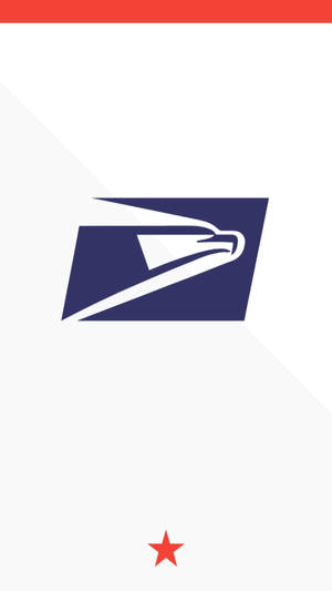 US Postal Service 標誌，淺灰色背景上帶有紅色星星在下方。