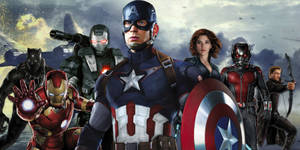 Marvel 超級英雄團隊，包括美國隊長、鋼鐵人和黑豹，身穿戰鬥裝備。 — 漫威超級英雄 壁紙