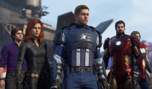 包括美國隊長、鐵甲奇俠和黑寡婦的超級英雄團隊站在一起。 — 超級英雄 壁紙