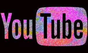 黑色背景上帶有閃爍紋理的YouTube標誌。 — 美學 壁紙