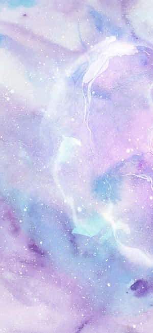 柔和的水彩星系，帶有紫藍色雲朵和白色星星。 — 深紫色美學 GIF 壁紙
