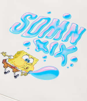 海綿寶寶吹出一個大泡泡，上面有「SOMNN XIX」文字。