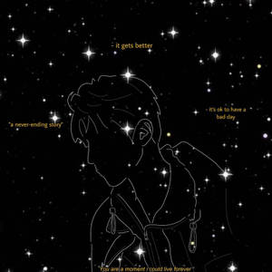 一個人在星空下的剪影，伴隨著關於韌性和希望的振奮人心的名言。