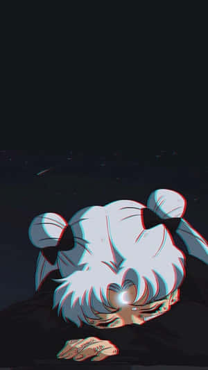 一位白髮雙馬尾的動漫女孩，在流星劃過的星空下睡覺。 — 動畫 壁紙