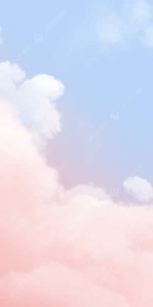 粉彩粉紅和藍色雲朵在寧靜的天空中飄浮。 — 粉紅動漫美學 壁紙