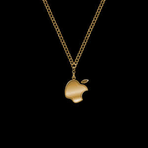 金色Apple標誌吊墜項鍊在黑色背景上 — 金色美學 GIF 壁紙