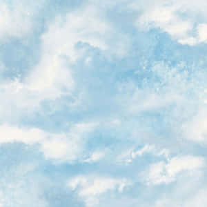 粉藍色天空，有柔軟的雲朵和閃爍的粒子輕輕飄浮。