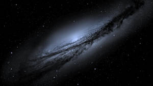 一個在深空中帶有發光旋臂和散落星星的螺旋星系。